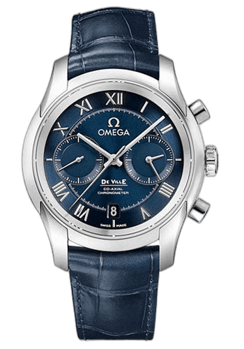 Omega 42mm De Ville De Ville De Ville Co-Axial Chronograph Watch - 42 mm Steel Case - Blue Dial - Blue Leather Strap - 431.13.42.51.03.001 Watch Ref. 431.13.42.51.03.001