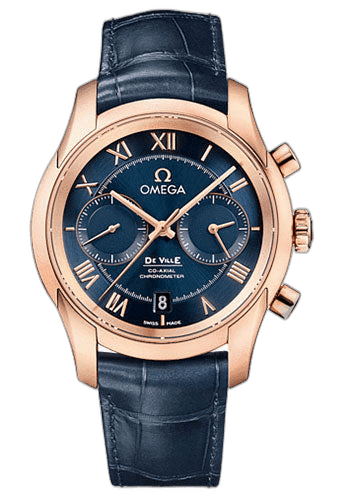 Omega De Ville De Ville De Ville Co-Axial Chronograph Watch - 42 mm Red Gold Case - Blue Dial - Blue Leather Strap - 431.53.42.51.03.001 42mm Ref. 431.53.42.51.03.001