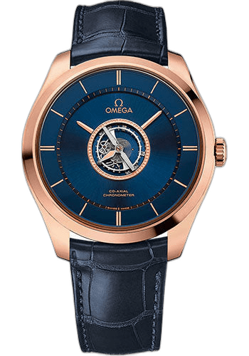 Omega 44mm De Ville De Ville De Ville Tourbillon Co-Axial Numbered Edition - 44 mm Sedna Gold Case - Blue Dial - Blue Leather Strap - 528.53.44.21.03.001 — Ref. 528.53.44.21.03.001