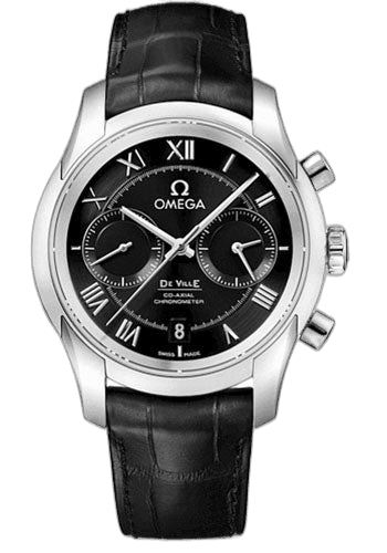 De Ville De Ville De Ville Co-Axial Chronograph Watch - 42 mm Steel Case - Black Dial - Black Leather Strap - 431.13.42.51.01.001 42mm — Omega Ref. 431.13.42.51.01.001