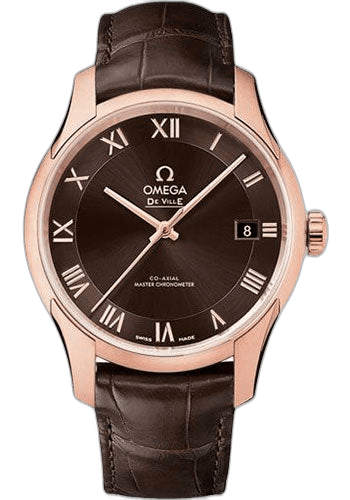 De Ville Hour Vision Co-Axial Master Chronometer Watch - 41 mm Sedna Gold Case - Two-Zone Brown Dial - Brown Leather Strap - 433.53.41.21.13.001 41mm by Omega — 433.53.41.21.13.001