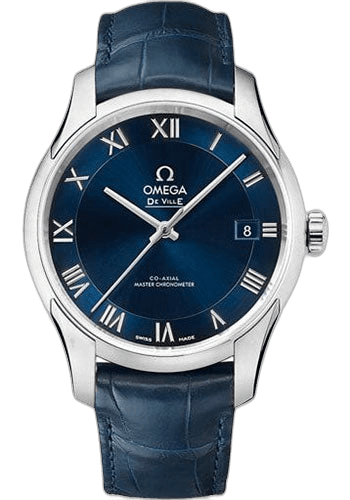 Omega De Ville Hour Vision Co-Axial Master Chronometer Watch - 41 mm Steel Case - Two-Zone Blue Dial - Blue Leather Strap - 433.13.41.21.03.001 41mm Watch Ref. 433.13.41.21.03.001