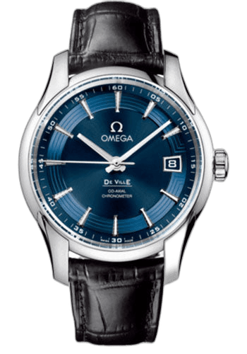 Omega De Ville Hour Vision Watch - 41 mm Steel Case - Blue Dial - Black Leather Strap - 431.33.41.21.03.001 41mm