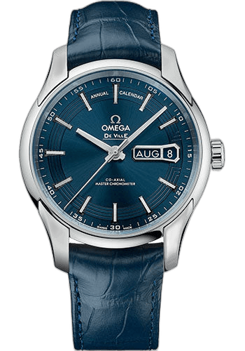 Omega 41mm De Ville Hour Vision Co-Axial Master Chronometer Annual Calendar Watch - 41 mm Steel Case - Blue Dial - Unique Leather Strap - 433.33.41.22.03.001 — Ref. 433.33.41.22.03.001