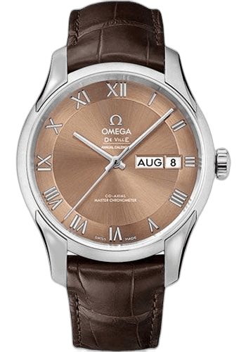 De Ville Hour Vision Co-Axial Master Chronometer Annual Calendar Watch - 41 mm Steel Case - Two-Zone Bronze Dial - Brown Leather Strap - 433.13.41.22.10.001 · Omega 41mm — 433.13.41.22.10.001