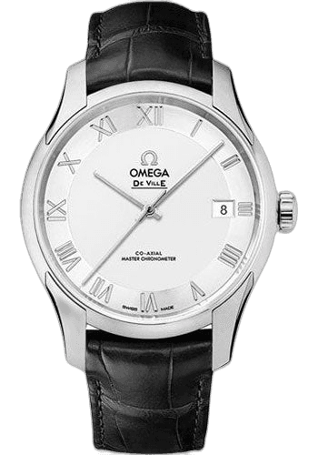 Omega De Ville Hour Vision Co-Axial Master Chronometer Watch - 41 mm Steel Case - Two-Zone -Silver Dial - Black Leather Strap - 433.13.41.21.02.001 41mm (433.13.41.21.02.001