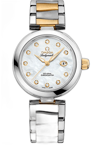 De Ville Ladymatic Omega Co-Axial Watch - 34 mm Steel Case - White Diamond Dial - Steel And Yellow Gold Bracelet - 425.20.34.20.55.003 34mm Omega Ref. 425.20.34.20.55.003