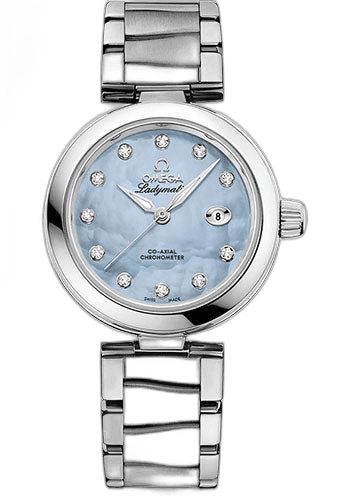 Omega De Ville Ladymatic Omega Co-Axial Watch - 34 mm Steel Case - Blue Diamond Dial - 425.30.34.20.57.003 34mm