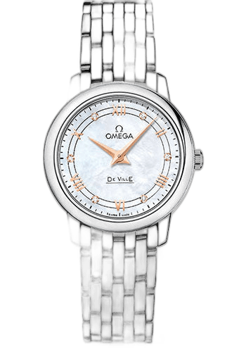 Omega De Ville Prestige Quartz Watch - 27.4 mm Steel Case - White Diamond Dial - 424.10.27.60.55.001 27.4mm Ref. 424.10.27.60.55.001