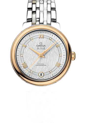 De Ville Prestige Co-Axial Watch - 32.7 mm Steel And Yellow Gold Case - White Silvery Dial - 424.20.33.20.52.001 32.7mm & Yellow Gold White Silvery Dial by Omega — 424.20.33.20.52.001