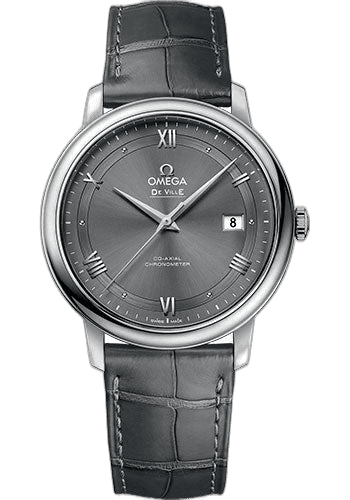 De Ville Prestige Co-Axial Watch - 39.5 mm Steel Case - Grey Dial - Grey Leather Strap - 424.13.40.20.06.001 39.5mm by Omega — 424.13.40.20.06.001