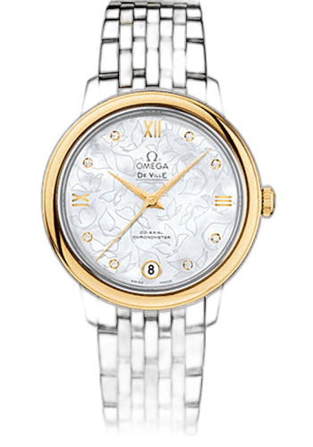 De Ville Prestige Co-Axial Watch - 32.7 mm Steel Case - Yellow Gold Bezel - Mother-Of-Pearl Dial - Yellow Gold-Steel Bracelet - 424.20.33.20.55.002 32.7mm · Omega 424.20.33.20.55.002
