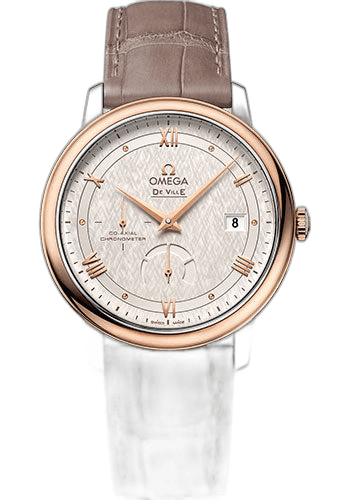De Ville Prestige Co-Axial Power Reserve Watch - 39.5 mm Steel And Red Gold Case - Ivory Silvery Dial - Taupe-Brown Leather Strap - 424.23.40.21.02.001 39.5mm & Red Gold Ivory Silvery Dial Omega Ref. 424.23.40.21.02.001