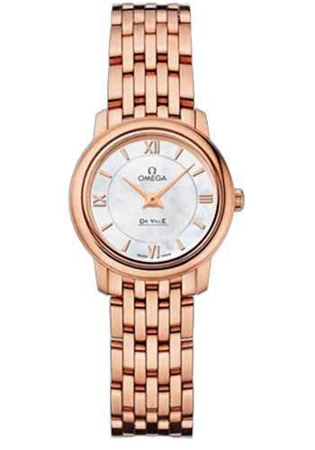 Omega De Ville Prestige Quartz Watch - 24.4 mm Red Gold Case - Mother-Of-Pearl Dial - 424.50.24.60.05.002 24.4mm