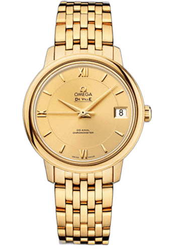 Omega De Ville Prestige Co-Axial Watch - 32.7 mm Yellow Gold Case - Champagne Dial - 424.50.33.20.08.001 32.7mm Ref. 424.50.33.20.08.001