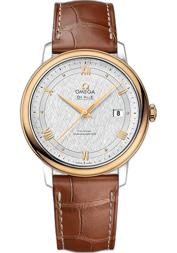 De Ville Prestige Co-Axial Watch - 39.5 mm Steel And Yellow Gold Case - White Silvery Dial - Light Brown Leather Strap - 424.23.40.20.02.001 39.5mm & Yellow Gold White Silvery Dial Omega Ref. 424.23.40.20.02.001