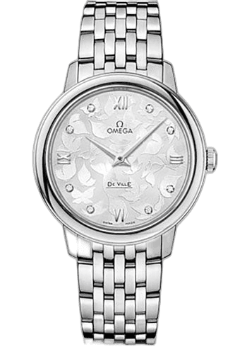 Omega 32.7mm De Ville Prestige Quartz Watch - 32.7 mm Steel Case - Silver Diamond Dial - 424.10.33.60.52.001 — Ref. 424.10.33.60.52.001