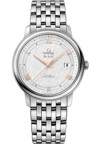 Omega De Ville Prestige Co-Axial Watch - 39.5 mm Steel Case - White Silvery Dial - 424.10.40.20.02.004 39.5mm Timepiece [424.10.40.20.02.004