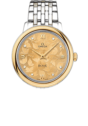 De Ville Prestige Quartz Watch - 32.7 mm Steel Case - Yellow Gold Bezel - Champagne Diamond Dial - Steel And Yellow Gold Bracelet - 424.20.33.60.58.001 32.7mm Omega Ref. 424.20.33.60.58.001