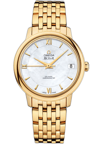 Omega 32.7mm De Ville Prestige Co-Axial Watch - 32.7 mm Yellow Gold Case - Mother-Of-Pearl Dial - 424.50.33.20.05.001 — Ref. 424.50.33.20.05.001