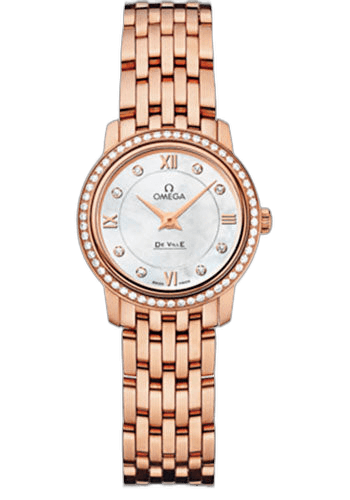 De Ville Prestige Quartz Watch - 24.4 mm Red Gold Case - Diamond Bezel - Mother-Of-Pearl Diamond Dial - 424.55.24.60.55.002 24.4mm Diamond Bezel Mother-of-Pearl Dial Omega Ref. 424.55.24.60.55.002