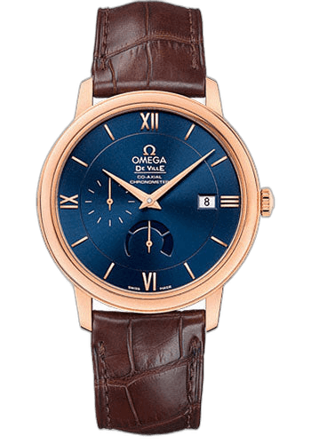 De Ville Prestige Power Reserver Co-Axial Watch - 39.5 mm Red Gold Case - Blue Dial - Brown Leather Strap - 424.53.40.21.03.002 39.5mm · Omega 424.53.40.21.03.002
