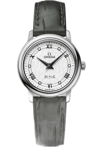 De Ville Prestige Quartz Watch - 27.4 mm Steel Case - White Silvery Dial - Hunter Green Leather Strap - 424.13.27.60.52.002 27.4mm by Omega — 424.13.27.60.52.002