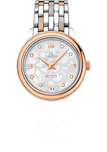 De Ville Prestige Quartz Watch - 27.4 mm Steel And Red Gold Case - Silver Diamond Dial - 424.20.27.60.52.002 · Omega 27.4mm & Red Gold Silver Diamond Dial — 424.20.27.60.52.002