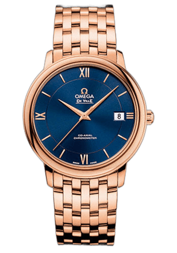 Omega 36.8mm De Ville Prestige Co-Axial Watch - 36.8 mm Red Gold Case - Blue Dial - 424.50.37.20.03.002 Watch Ref. 424.50.37.20.03.002