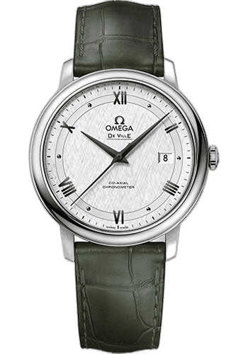 De Ville Prestige Co-Axial Watch - 39.5 mm Steel Case - White Silvery Dial - Leather Strap - 424.13.40.20.02.006 39.5mm · Omega 424.13.40.20.02.006