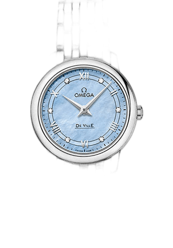Omega De Ville Prestige Quartz Watch - 27.4 mm Steel Case - Blue Diamond Dial - 424.10.27.60.57.001 27.4mm Ref. 424.10.27.60.57.001