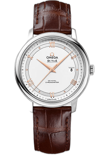 De Ville Prestige Co-Axial Watch - 39.5 mm Steel Case - Silver Dial - Brown Leather Strap - 424.13.40.20.02.002 39.5mm Omega Ref. 424.13.40.20.02.002