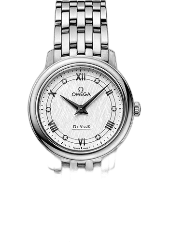 Omega De Ville Prestige Quartz Watch - 27.4 mm Steel Case - White Silvery Dial - 424.10.27.60.52.002 27.4mm