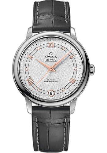 De Ville Prestige Co-Axial Watch - 32.7 mm Steel Case - White Silvery Dial - Grey Leather Strap - 424.13.33.20.52.001 32.7mm — Omega Ref. 424.13.33.20.52.001