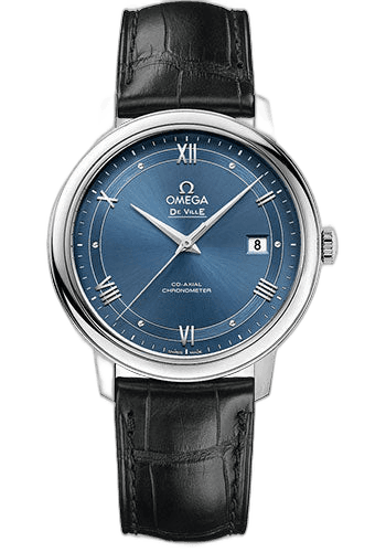 De Ville Prestige Co-Axial Watch - 39.5 mm Steel Case - Blue Dial - Black Leather Strap - 424.13.40.20.03.002 · Omega 39.5mm — 424.13.40.20.03.002