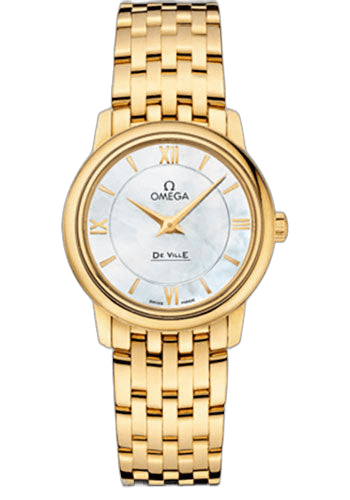 Omega De Ville Prestige Quartz Watch - 27.4 mm Yellow Gold Case - Mother-Of-Pearl Dial - 424.50.27.60.05.001 27.4mm (424.50.27.60.05.001