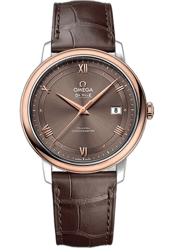 De Ville Prestige Co-Axial Watch - 39.5 mm Steel And Red Gold Case - Chestnut Dial - Brown Leather Strap - 424.23.40.20.13.001 · Omega 39.5mm & Red Gold Chestnut Dial — 424.23.40.20.13.001