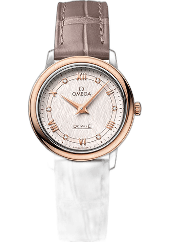 De Ville Prestige Quartz Watch - 27.4 mm Steel And Red Gold Case - Ivory Silvery Dial - Taupe-Brown Leather Strap - 424.23.27.60.52.001 27.4mm & Red Gold Ivory Silvery Dial — Omega Ref. 424.23.27.60.52.001