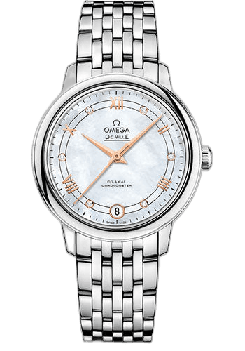 De Ville Prestige Co-Axial Watch - 32.7 mm Steel Case - White Diamond Dial - 424.10.33.20.55.002 32.7mm — Omega Ref. 424.10.33.20.55.002