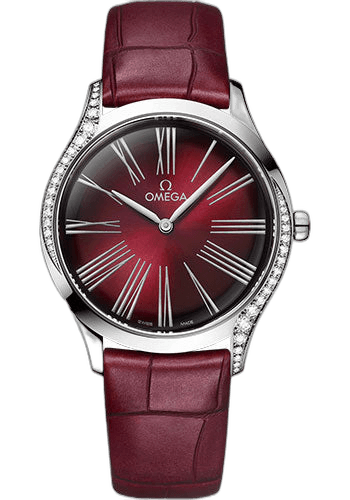 Omega 36mm De Ville Tresor Quartz Watch - 36 mm Steel Case - Gradient Burgundy Dial - Burgundy Leather Strap - 428.18.36.60.11.001 Watch Ref. 428.18.36.60.11.001
