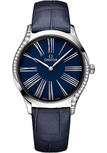 Omega 36mm De Ville Tresor Quartz Watch - 36 mm Steel Case - Blue Dial - Blue Leather Strap - 428.18.36.60.03.001 Watch Ref. 428.18.36.60.03.001