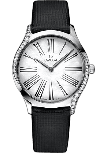 Omega De Ville Tresor Quartz Watch - 36 mm Steel Case - Mother-Of-Pearl Dial - Black Fabric Strap - 428.17.36.60.05.001 36mm
