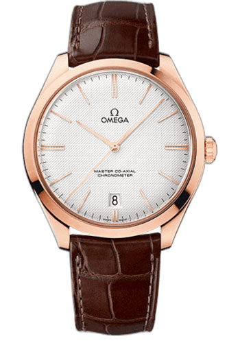 De Ville Tresor Omega Master Co-Axial Watch - 40 mm Sedna Gold Case - Silvery Dial - Brown Leather Strap - 432.53.40.21.02.002 40mm — Omega Ref. 432.53.40.21.02.002