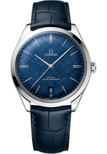 Omega 40mm De Ville Tresor Omega Co-Axial Master Chronometer - 40 mm Steel Case - Blue Patterned Dial - Blue Leather Strap - 435.13.40.21.03.001 Watch Ref. 435.13.40.21.03.001
