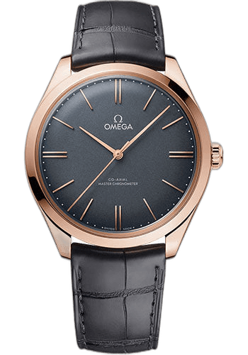 Omega De Ville Tresor Omega Co-Axial Master Chronometer - 40 mm Sedna Gold Case - Grey Enamel Dial - Grey Leather Strap - 435.53.40.21.06.001 40mm Timepiece [435.53.40.21.06.001