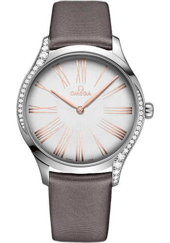 Omega De Ville Tresor Quartz Watch - 39 mm Steel Case - Silver Dial - Grey Fabric Strap - 428.17.39.60.02.001 39mm