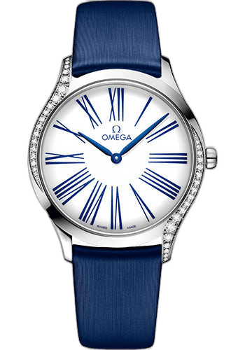 Omega 36mm De Ville Tresor Quartz Watch - 36 mm Steel Case - White Dial - Blue Fabric Strap - 428.17.36.60.04.001 Watch Ref. 428.17.36.60.04.001