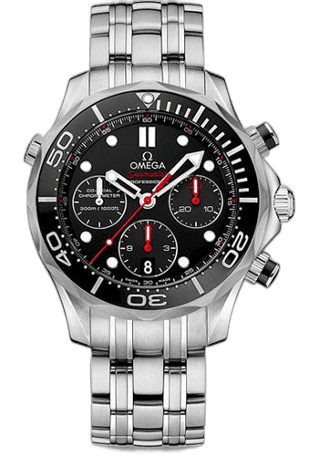 Omega 44mm Seamaster Diver 300 M Co-Axial Chronograph Watch - 44 mm Steel Case - Unidirectional Bezel - Black Dial - 212.30.44.50.01.001 — Ref. 212.30.44.50.01.001