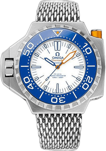 Seamaster Ploprof 1200M Co-Axial Master Chronometer Watch - 55 x 48 mm Titanium Case - Bi-Directional Bezel - White Dial - An Additional Electric Blue Rubber Strap - 227.90.55.21.04.001 48mm by Omega — 227.90.55.21.04.001