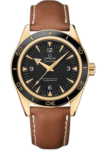 Omega Seamaster 300 Omega Master Co-Axial Watch - 41 mm Yellow Gold Case - Ceramic Bezel - Black Dial - Brown Leather Strap - 233.62.41.21.01.001 41mm Watch Ref. 233.62.41.21.01.001